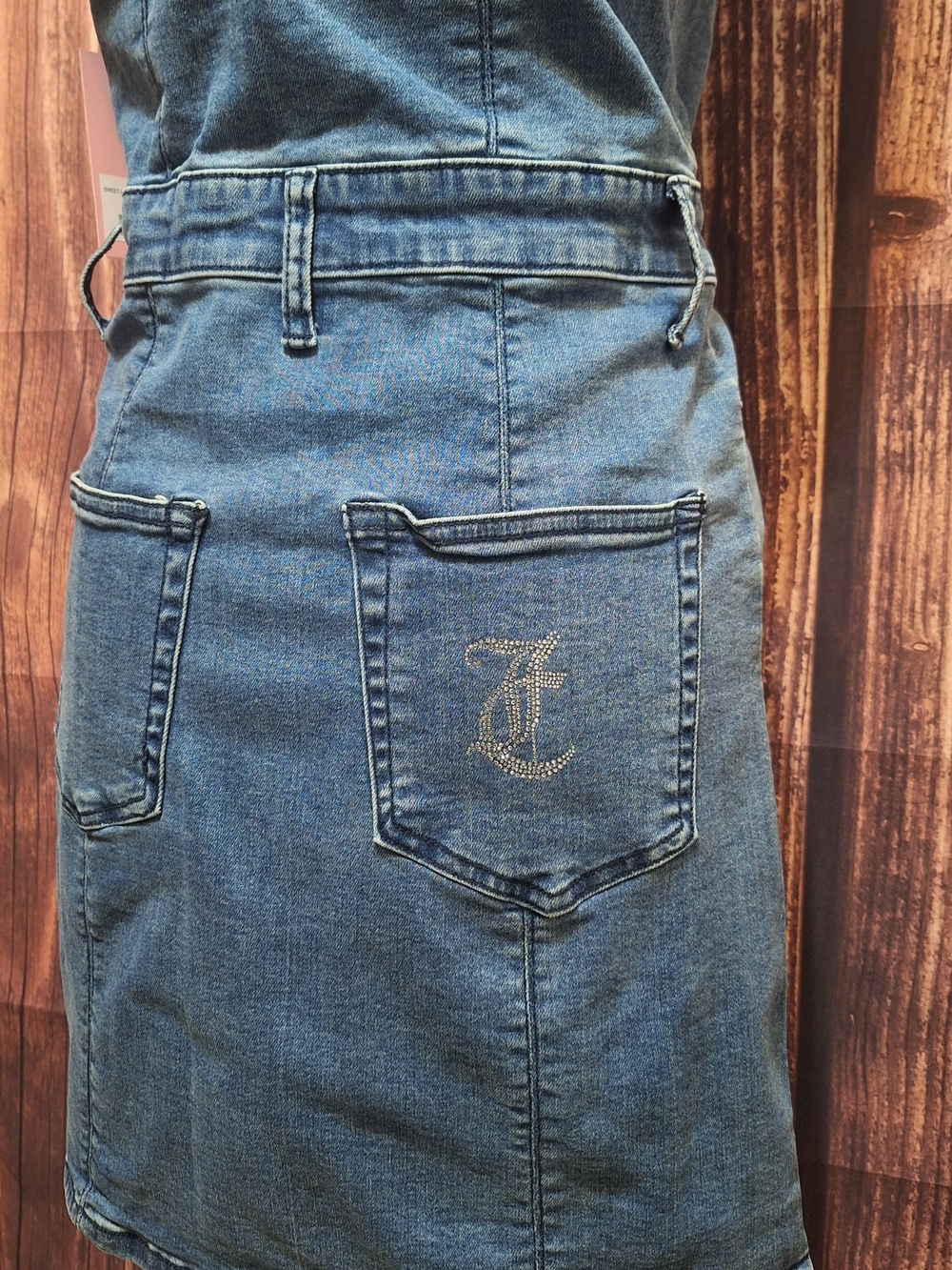 Juicy Couture Sweetheart Neckline Denim Zip Up Dress Size Medium NWT - Picture 5 of 8